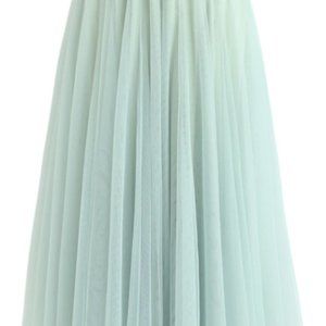 Spring Tulle Maxi Skirt in Mint